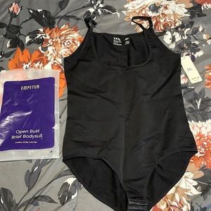 Open bust brief bodysuit